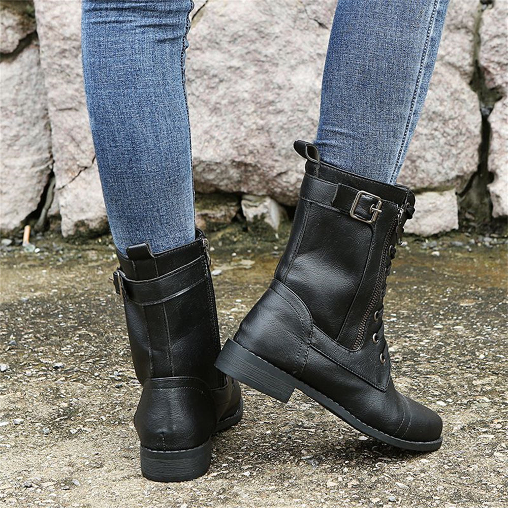 Women's Toe Side Zipper Boots in Black - View 7 | Bellmere