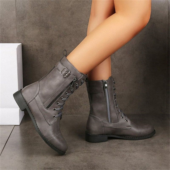 Women's Toe Side Zipper Boots in Black - View 2 | Bellmere