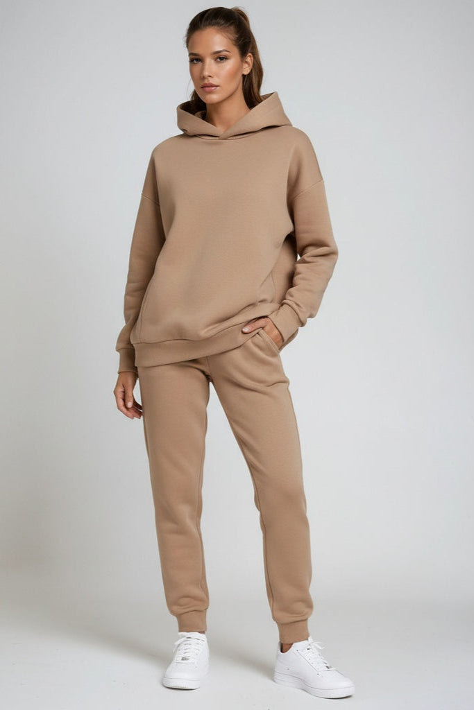 Women's hooded sweatshirt and matching cuffed joggers set