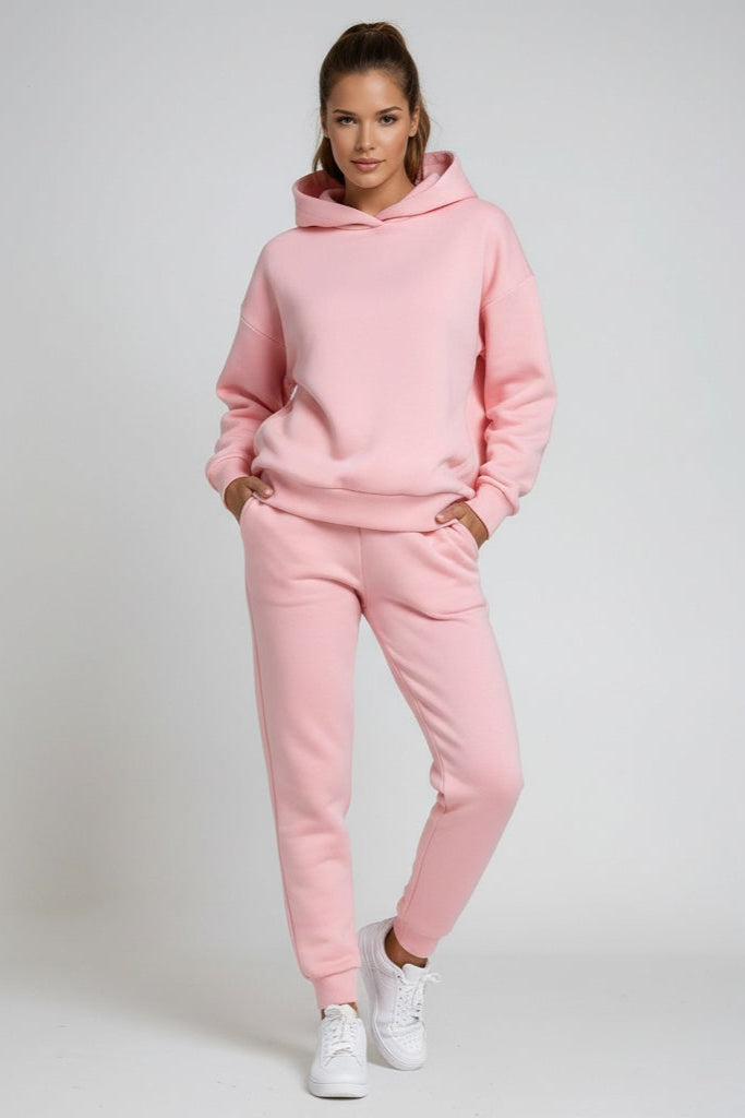 Women's hooded sweatshirt and matching cuffed joggers set