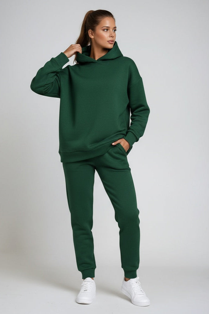 Women's hooded sweatshirt and matching cuffed joggers set