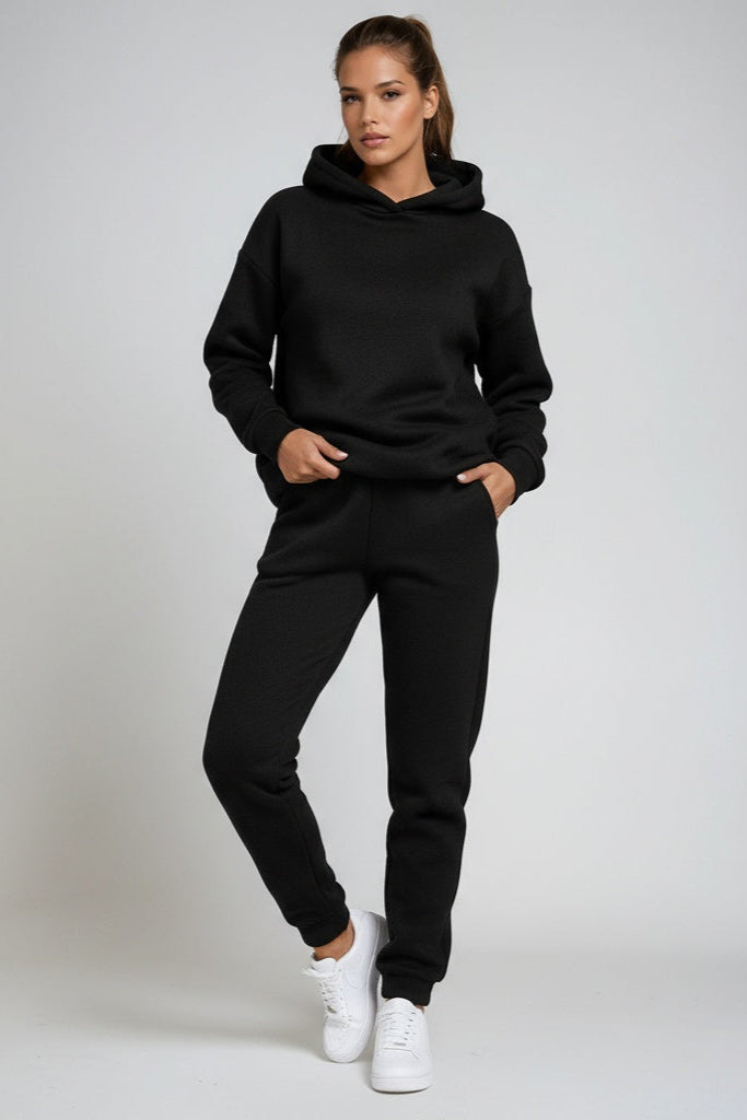 Women's hooded sweatshirt and matching cuffed joggers set
