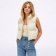 Women's cropped quilted puffer vest with high collar and front zipper