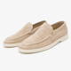 Unisex slip-on loafers with moc toe stitching and flat sole