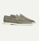 Men's slip-on loafers with moc toe stitching and low flat soles