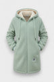 Fleece hooded jacket with full zip front and longline fit