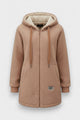 Fleece hooded jacket with full zip front and longline fit