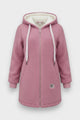 Fleece hooded jacket with full zip front and longline fit