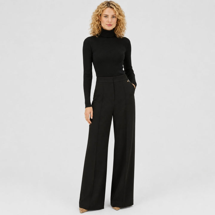 Women's ribbed turtleneck jumper with long sleeves