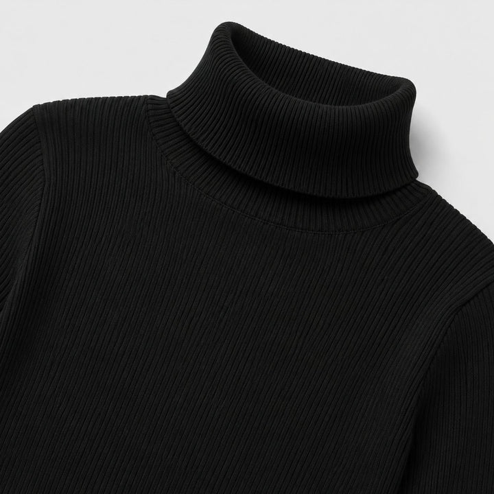 Women's ribbed turtleneck jumper with long sleeves