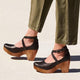 Women's Wedge Heels with Ankle Strap Sandal in Black | Bellmere