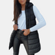 Women's longline hooded puffer vest