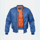 Men's quilted bomber jacket with stand collar, zip front and ribbed cuffs