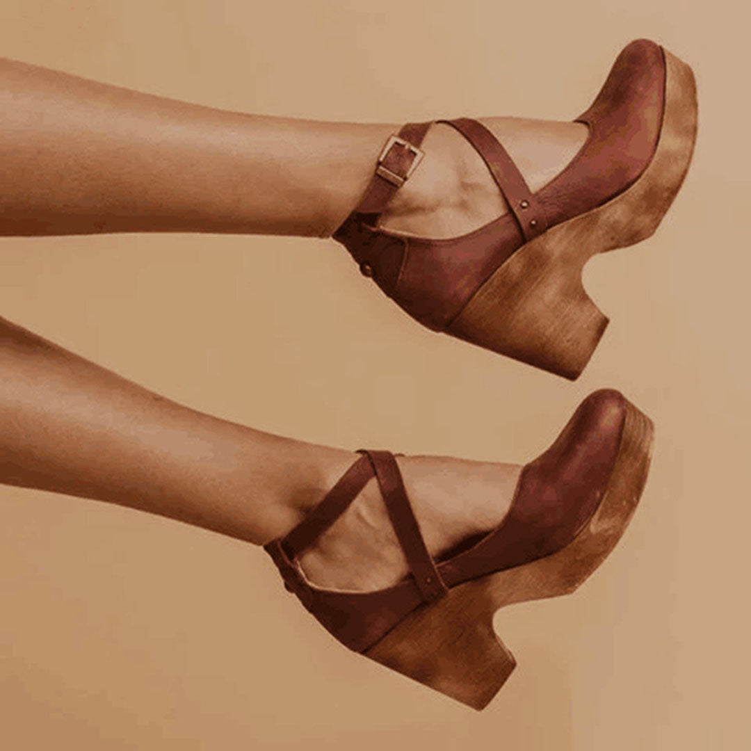 Women's Wedge Heels with Ankle Strap Sandal in Black - View 2 | Bellmere