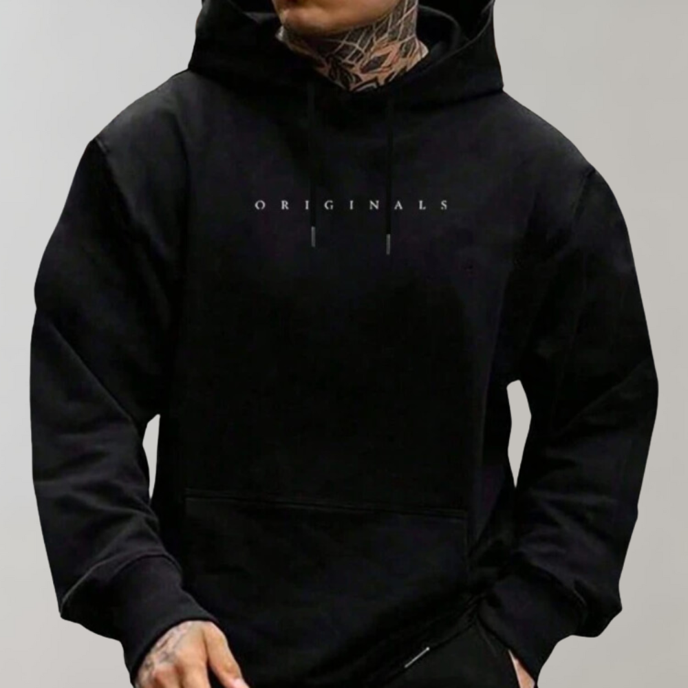 Men's oversized pullover hoodie with drawstring hood, kangaroo pocket and long sleeves