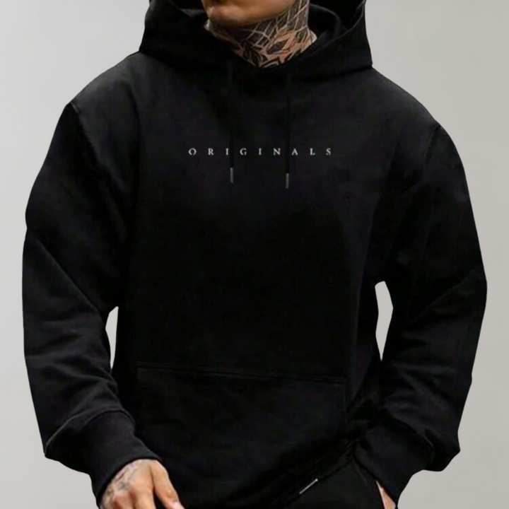 Men's oversized pullover hoodie with drawstring hood, kangaroo pocket and long sleeves