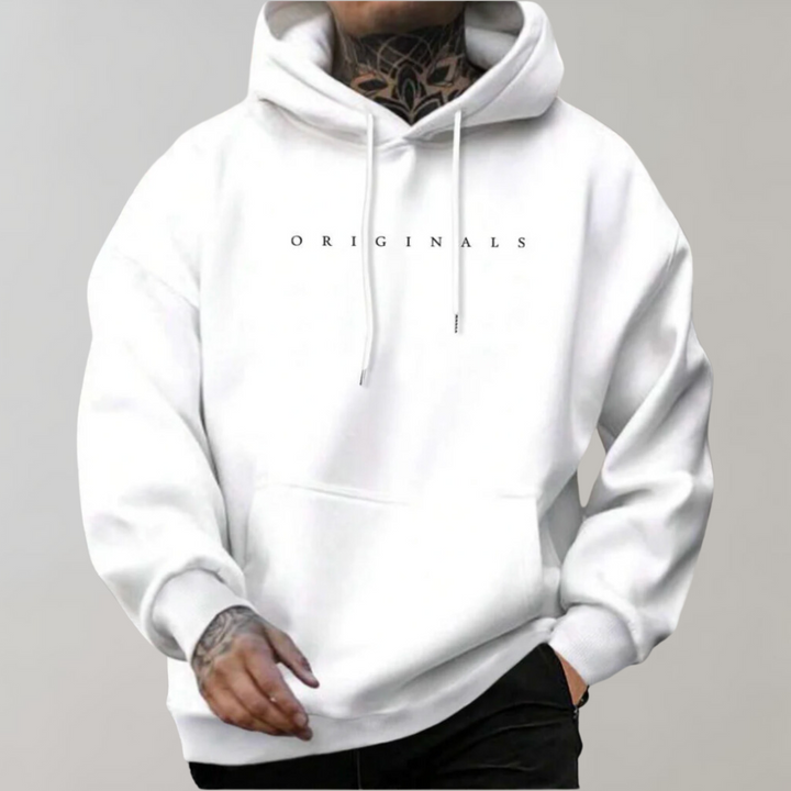 Men's oversized pullover hoodie with drawstring hood, kangaroo pocket and long sleeves
