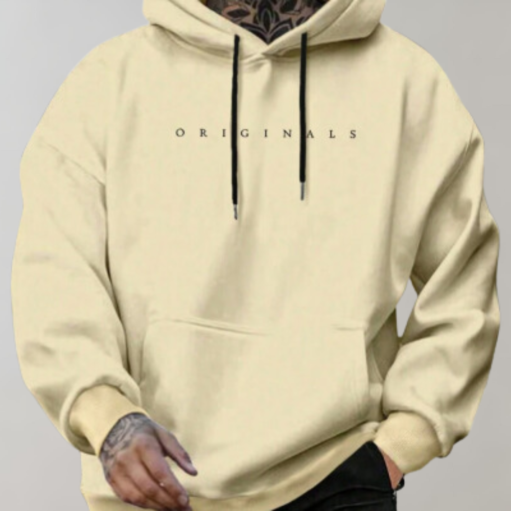Men's oversized pullover hoodie with drawstring hood, kangaroo pocket and long sleeves