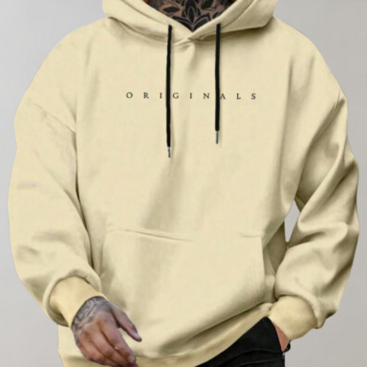 Men's oversized pullover hoodie with drawstring hood, kangaroo pocket and long sleeves
