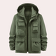 Hooded utility parka with multiple front pockets