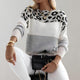Women's colorblock jumper with leopard print upper panel