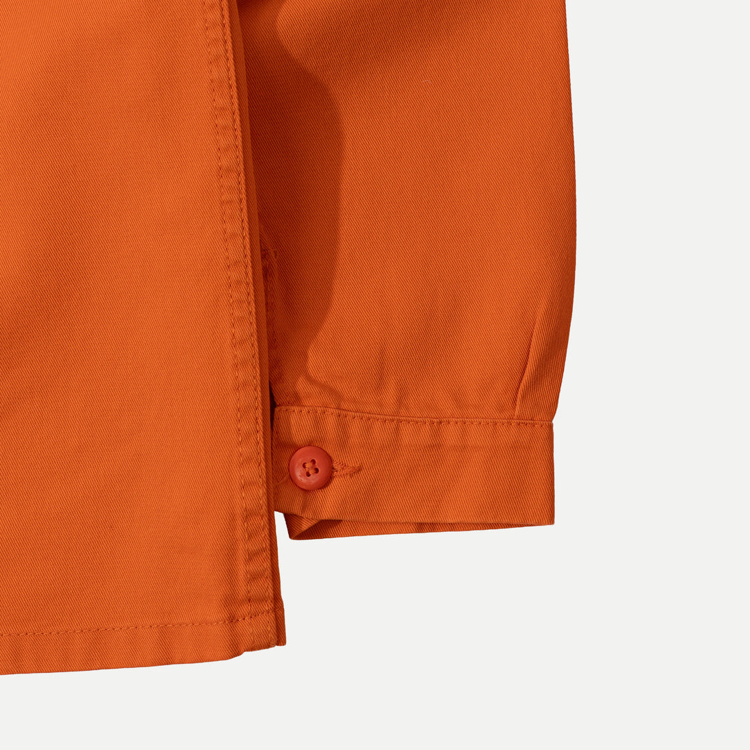 Orange utility jacket with four patch pockets