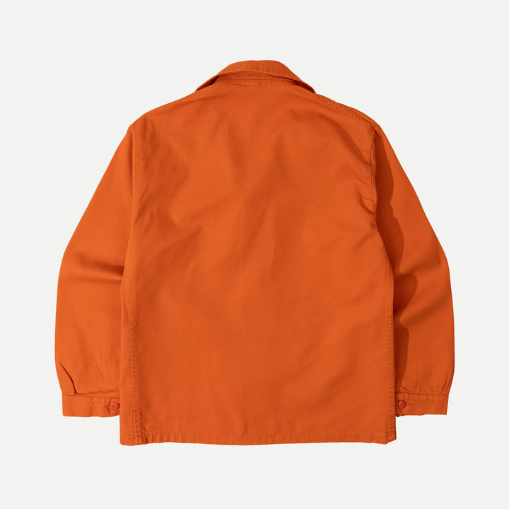 Orange utility jacket with four patch pockets