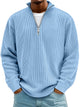 Ribbed knit sweater with half-zip front and high collar