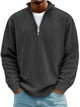 Ribbed knit sweater with half-zip front and high collar