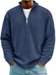 Ribbed knit sweater with half-zip front and high collar