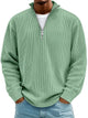 Ribbed knit sweater with half-zip front and high collar