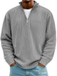 Ribbed knit sweater with half-zip front and high collar