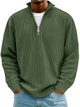 Ribbed knit sweater with half-zip front and high collar