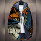 Women's multicolor hooded jacket with a large illustrated cat graphic