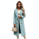 Women's longline double breasted coat with notched collar