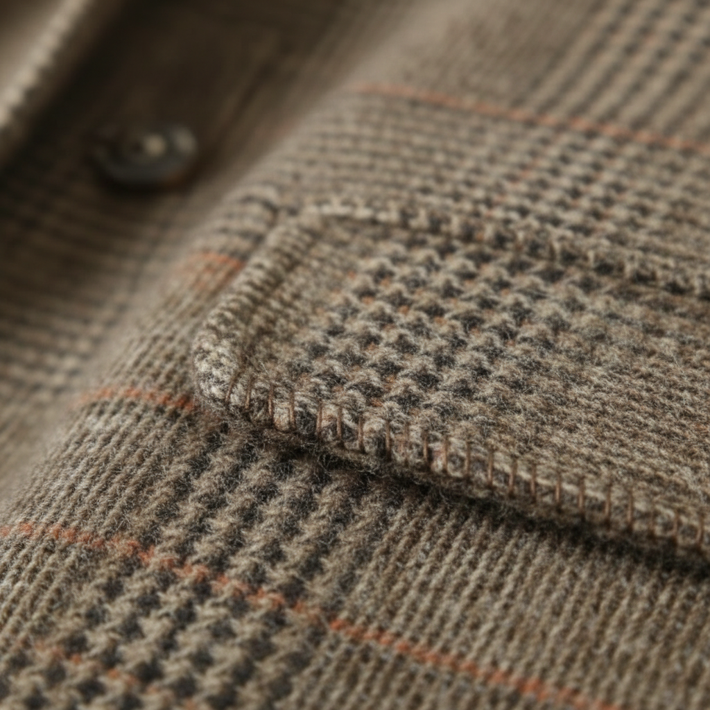 Women's checked plaid coat with notch lapel and patch pockets