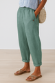 Women's Straight-Leg Pants with Side Pockets in Beige - View 4 | Bellmere