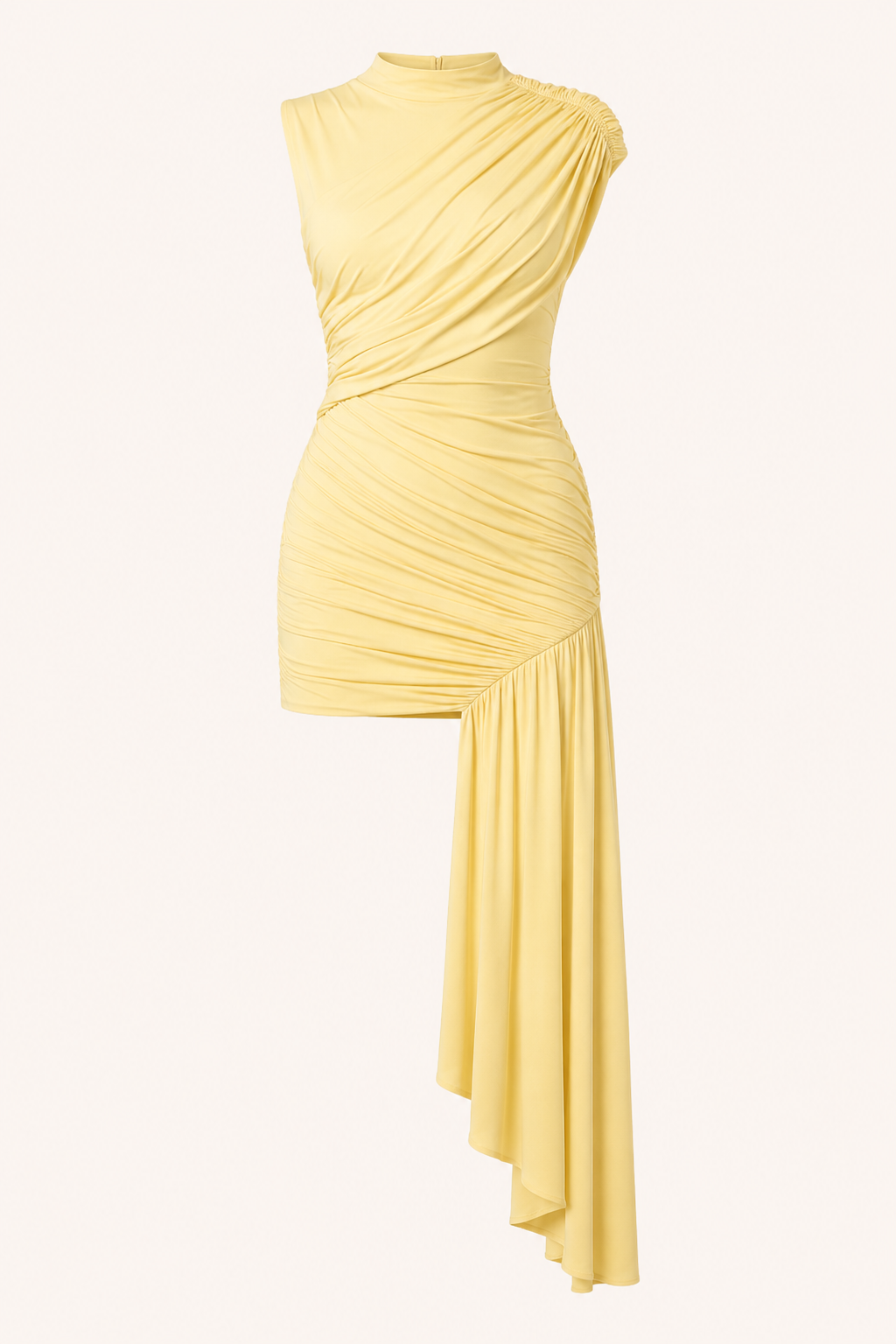 Women's short ruched high-neck fitted party dress
