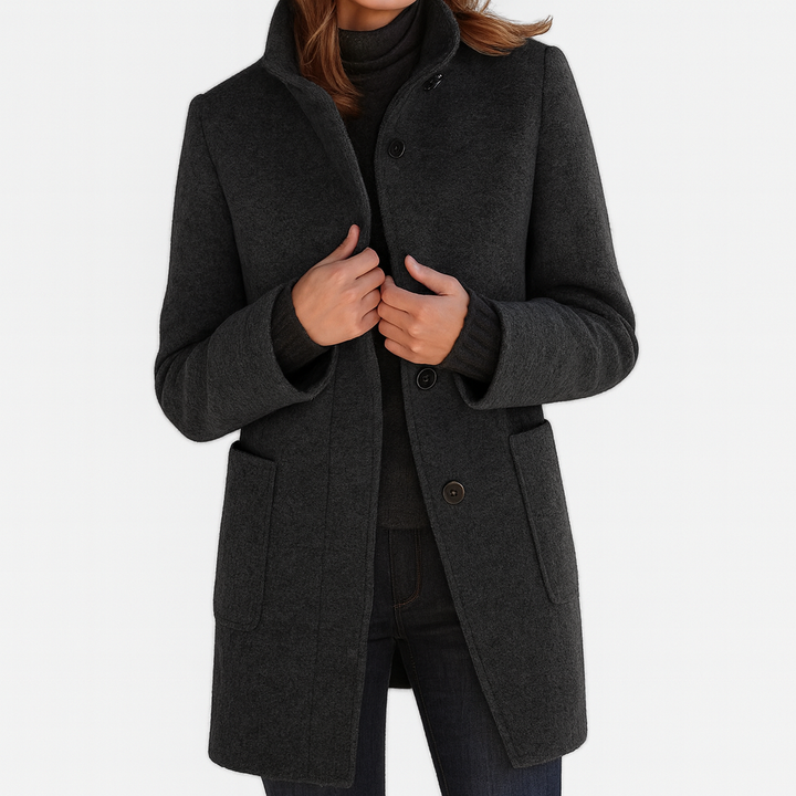 Women's Classic Structured Coat in Gray - View 5 | Bellmere
