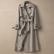Women's double-breasted trench coat with belt and checked lining