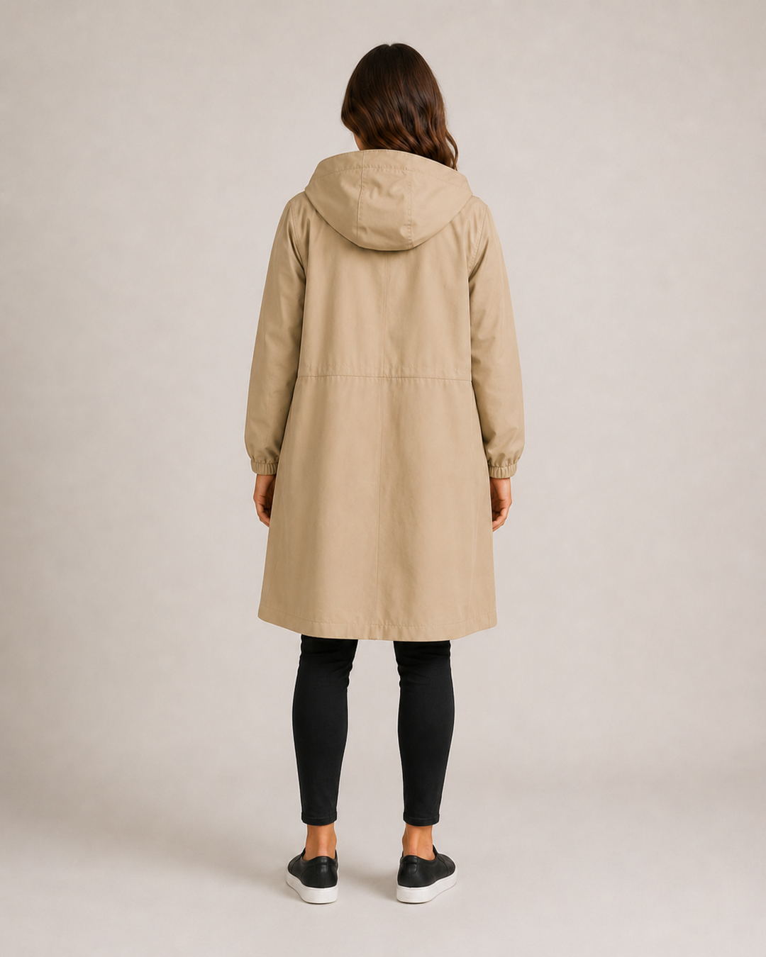 Women's mid-length lightweight tailored raincoat
