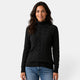 Women's long-sleeve cable knit turtleneck sweater with ribbed trims