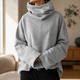 Women's cowl-neck jumper with wide long sleeves and relaxed fit