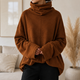Women's cowl-neck jumper with wide long sleeves and relaxed fit