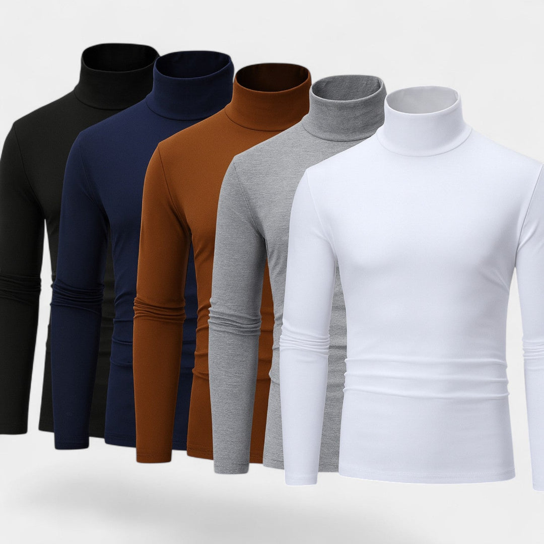 Men's long-sleeve solid turtleneck sweater three-pack