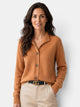 Women's knit cardigan with turn-down collar, button front and long sleeves