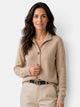 Women's knit cardigan with turn-down collar, button front and long sleeves