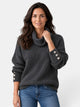 Women's ribbed turtleneck sweater with long sleeves and button cuffs