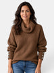 Women's ribbed turtleneck sweater with long sleeves and button cuffs