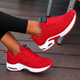 Women's white perforated mesh lace-up walking shoes with cushioned sole